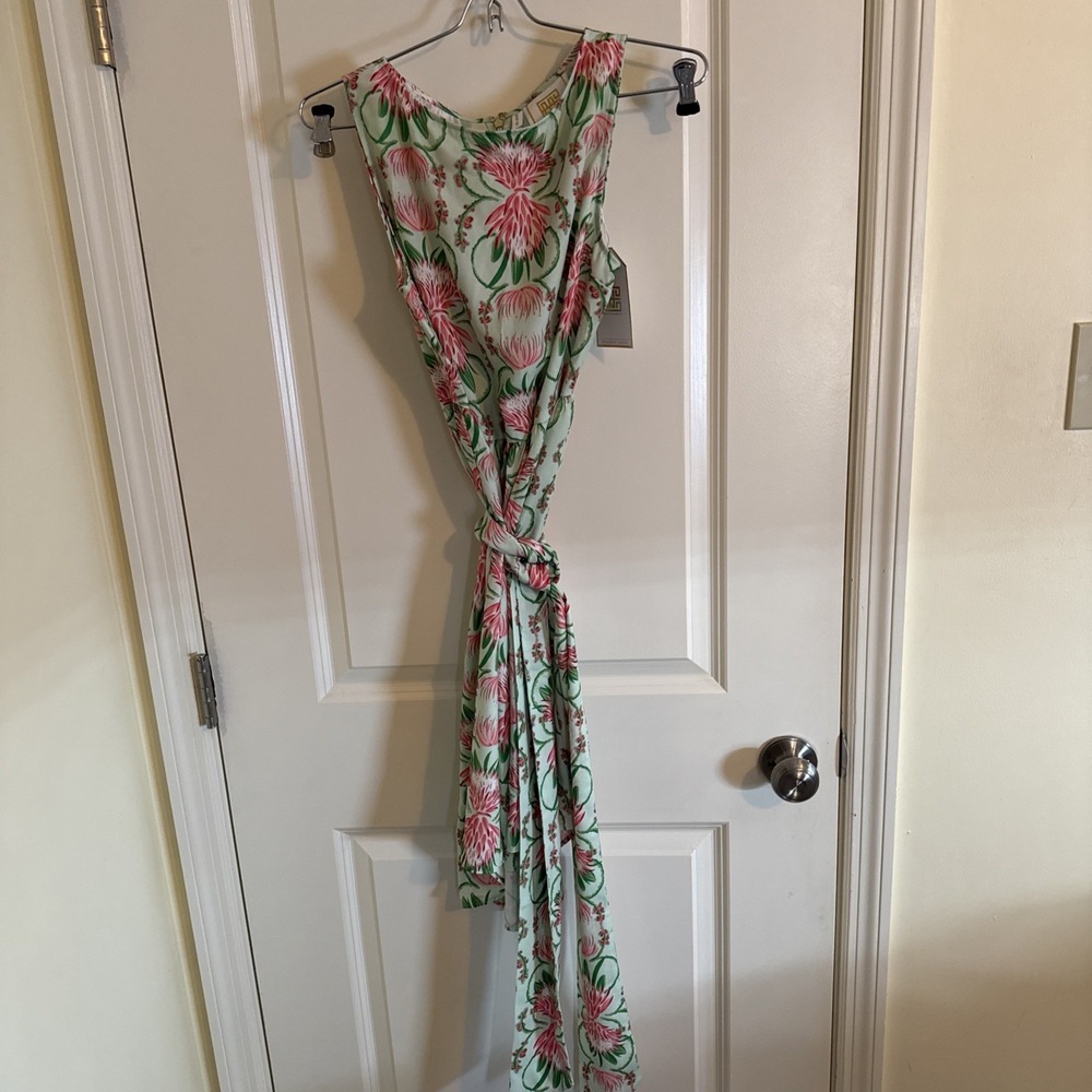 NWT Emily McCarthy Belted Emily Dress Proper‎ Protea Print Sz XS Country Club